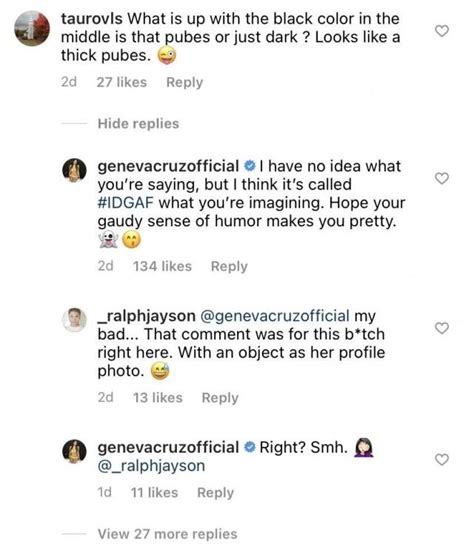 Geneva Cruz fires back at dark ‘singit’ commenter: ‘I .